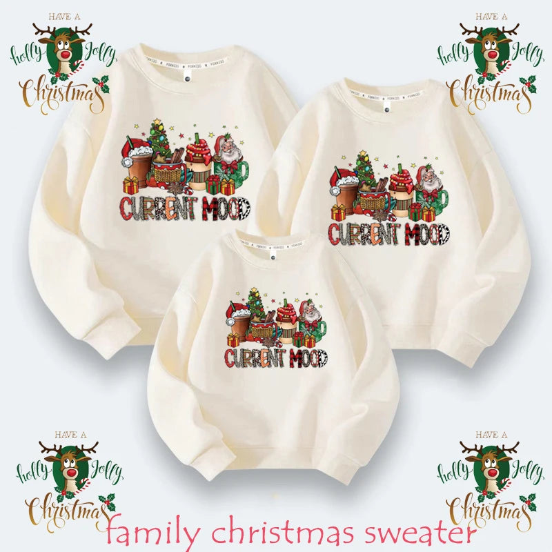 Momsey Baby Kids Winter Sweaters Christmas Family Matching Outfits Xmas T Shirt Deer Sweatshirt Mother Father Daughter Son Set