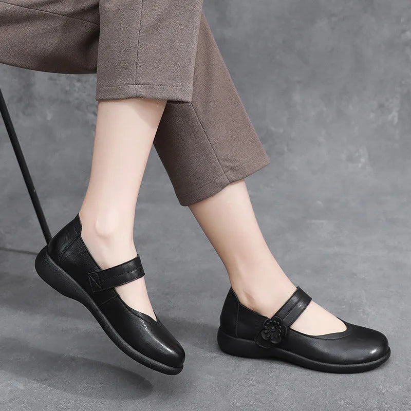 Maxy Retro Woman Shoes Soft Casual Female Sneakers Slip-on Shallow Mouth Round Toe Flats Grandma Summer New Slip On Dress Rubber Hook