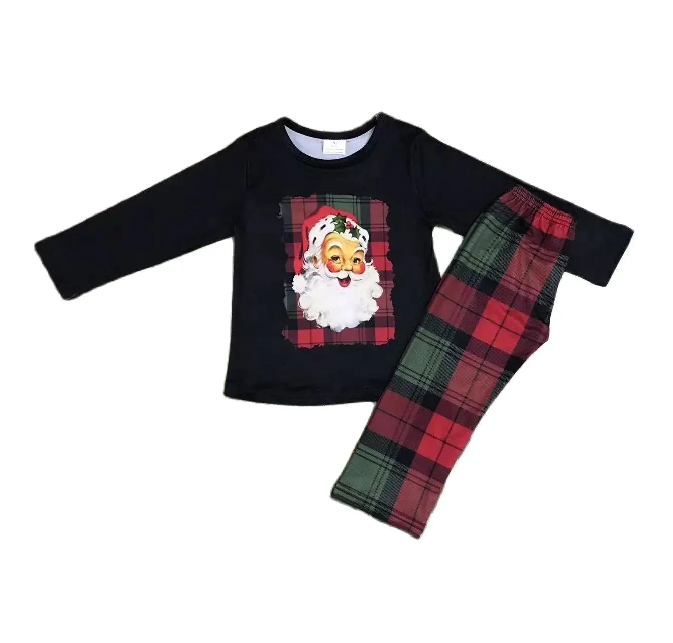 Maxy Red Fall Christmas Children's Pajamas set Santa baby autumn long cotton long-sleeved top + long pants pajamas set