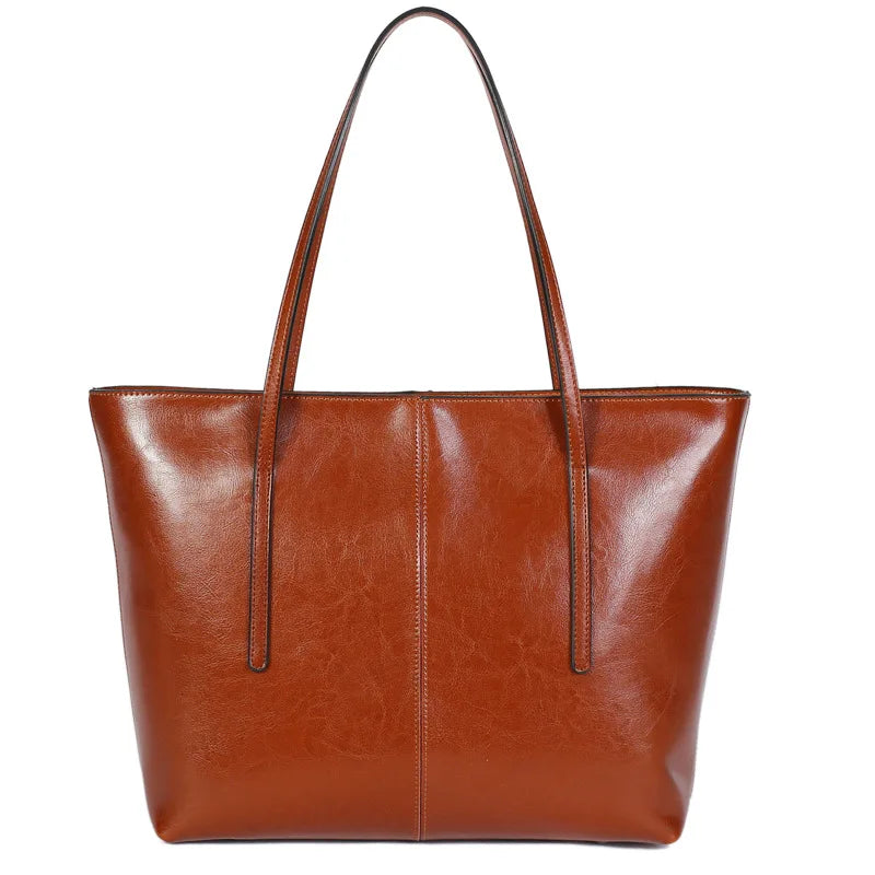 Maxy Genuine Leather Women's Large Capacity Tote Bag Women Fashion High quality Cowhide hand shoulder bag Commuter shopping bag