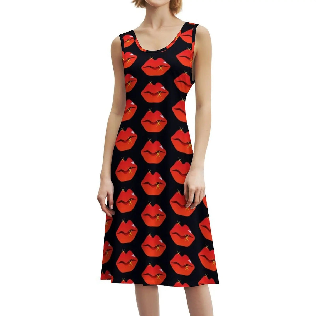 Maxy Red Lips Korean Style Dress For Women Elegant Casual Dress For Party Or Daily Wear Lip Lips Red Lips Red Lipstick Kiss Evening