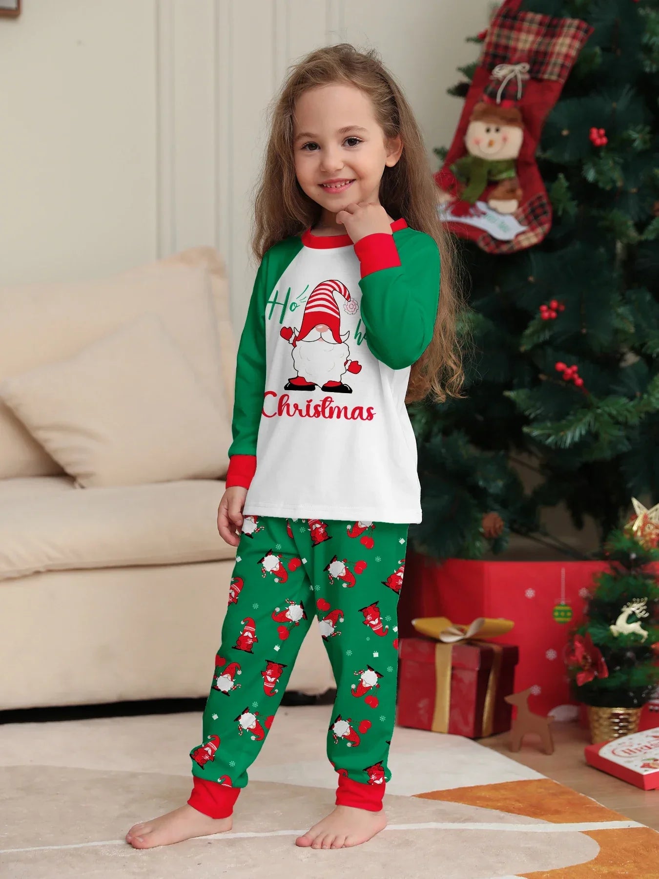 Santa Claus Print Family Matching Outfits Soft Cute Homewear Women Men Boys Girls Christmas Pajamas Set Baby&Dog Romper Pjs