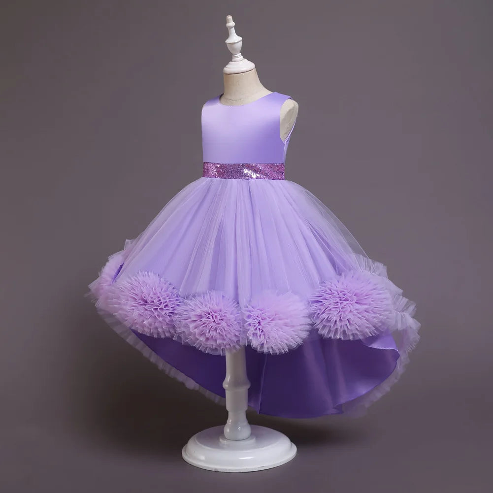 Maxy Princess Baby Girls Wedding Christening Dresses 2 To 7 10 Years Child Elegant Costume Gowns For Eid Evening Lilac Long Children's Clothes