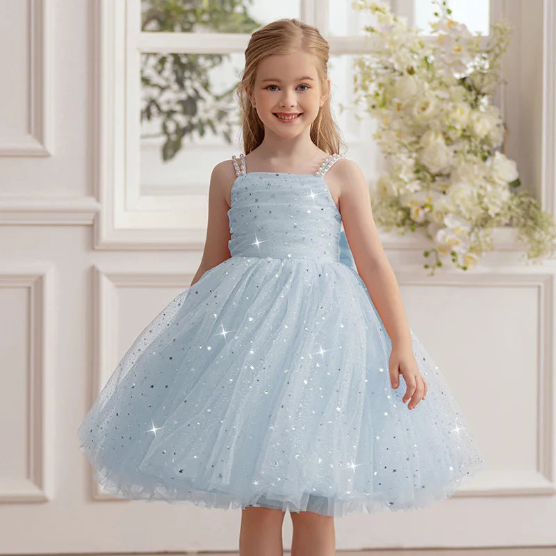 Maxy Girls Party Dress kids Elegant White Bridesmaid Dresses Wedding Prom Gown Birthday Party Luxury Evening Dress For Little Girls