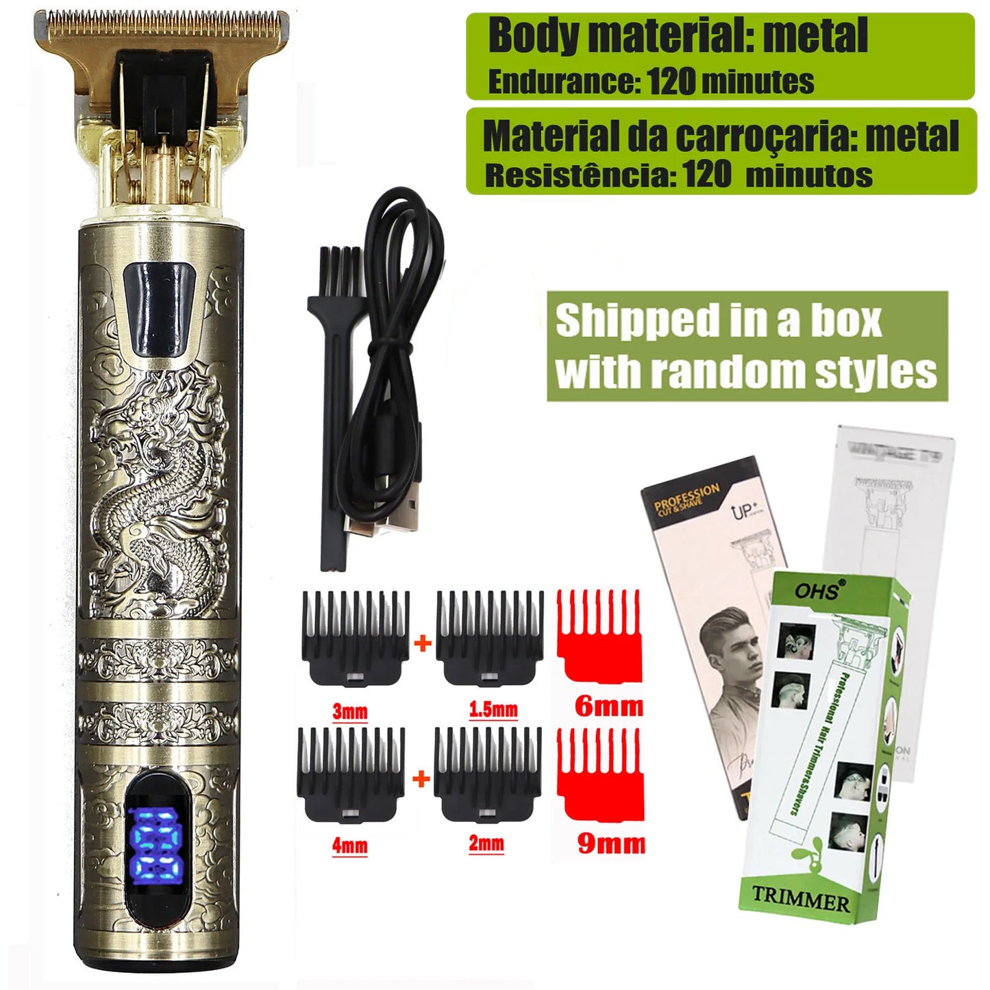 Maxy Vintage T9 Hair Clipper Beard Shaving Body Hair Trimmer Clippers Electric Men Haircut Machine 0mm Barber Shaver