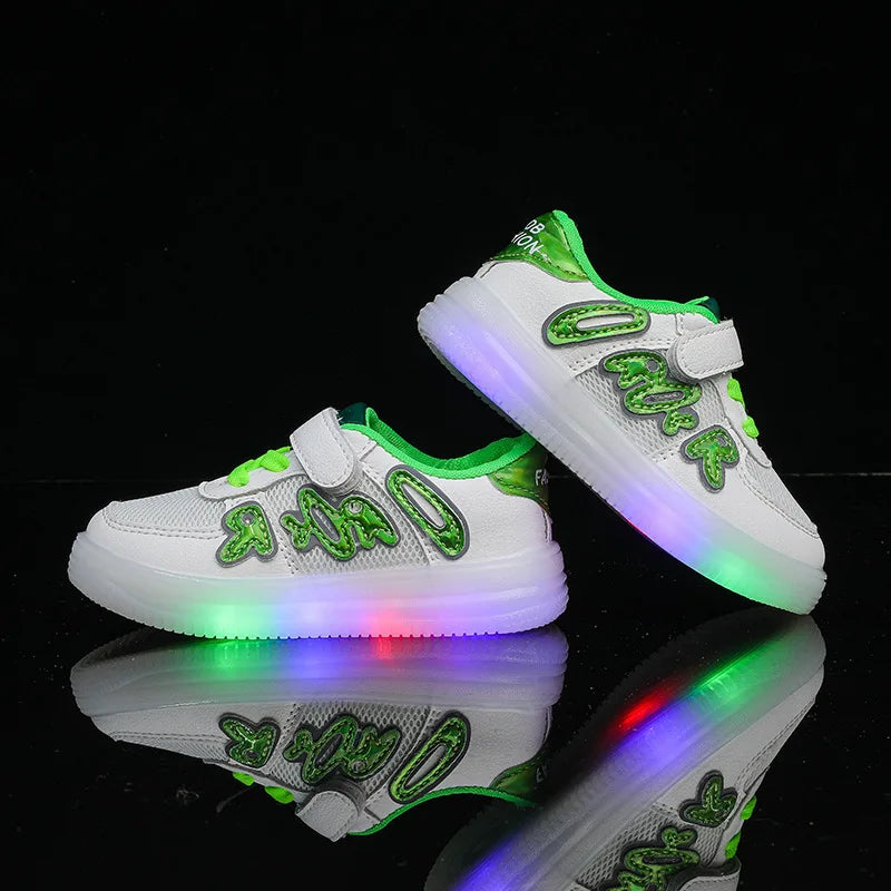 Maxy Girls And Boys Children & Toddler LED Colorful Lighted Shoes Soft Bottom Breathable Fashion Kids Sneakers Size 21-30