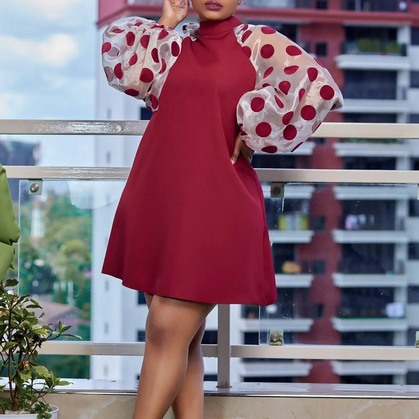 Maxy Summer African Dresses for Women Elegant Long Sleeve O-neck Polyester Party Bodycon Mini Dress African Clothing