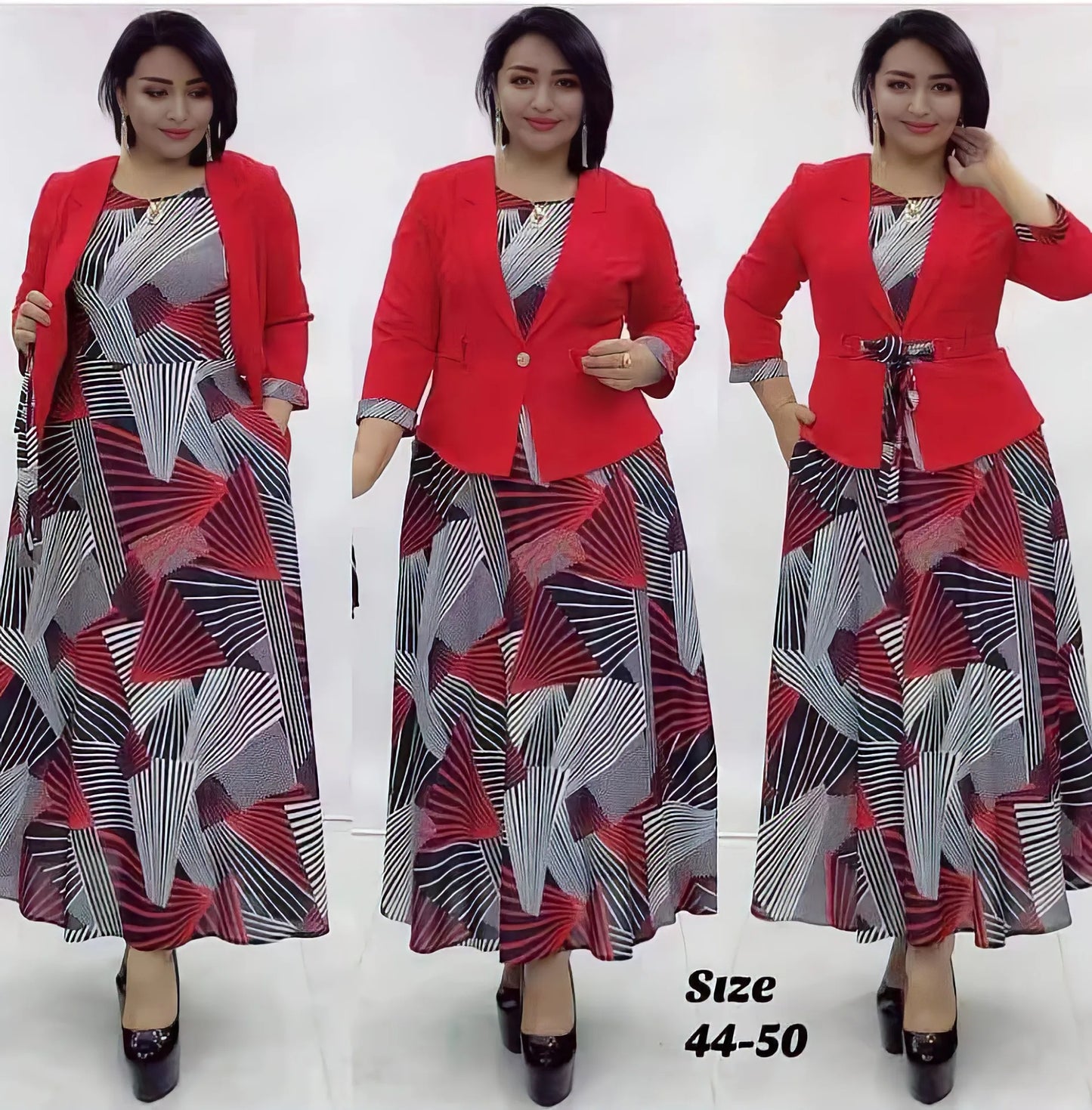 Maxy 2 Piece Set Africa Clothing Elegant African Dresses for Women Plus Size Office Party Maxy Dress with Coat Dashiki Ankara Outfits