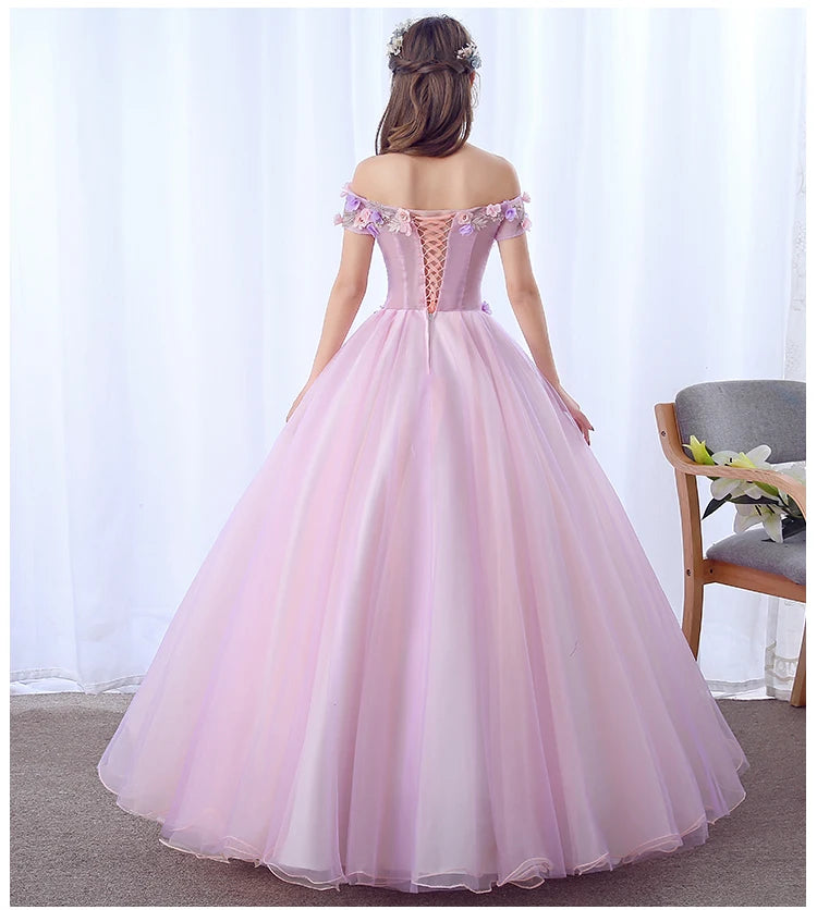 Maxy Quintenary Dress New Gryffon Elegant Boat Neck Party Prom Formal Ball Gown Sweet Floral Print Vestido De Quincenera