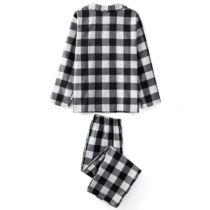 Maxy Christmas Family Pajamas Matching Set Long Sleeve Shirt with Pants Plaid Sleepwear Loungewear