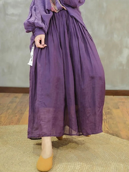 Maxy Oversized Summer 2 Two Piece Set Women Striped Print Casual Long Sleeve Ladies Shirt Elastic Waist Modis Ruffle Woman Long Skirt