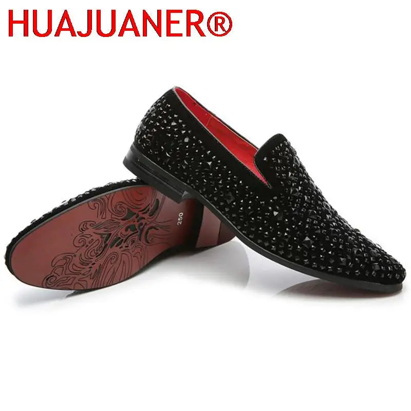 Visco Movechain Arrive Men's Genuine Leather Loafers Casual Shoes Fashion Mens Rhinestone Driving Shoes Man Flats Dress Wedding Shoes