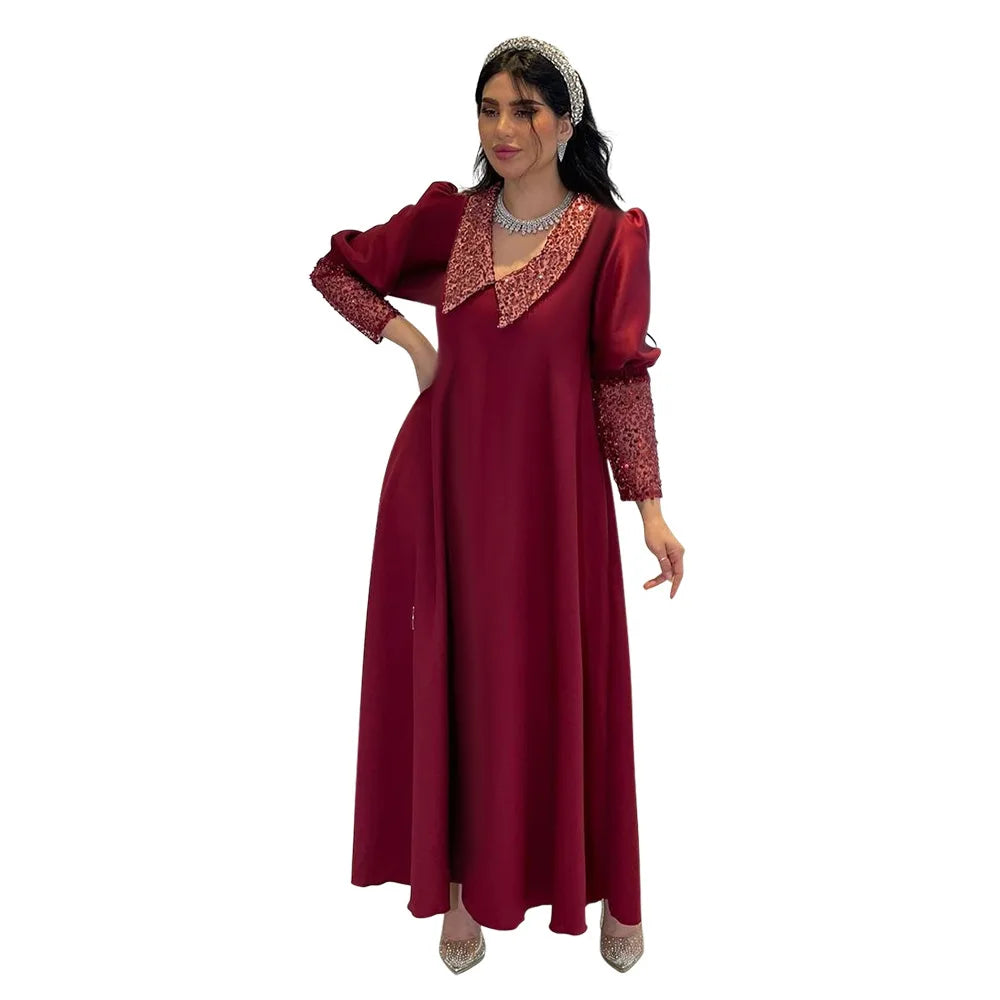 Amay Eid Sequin Abayas for Women Muslim Maxy Dress Dubai Abaya Ramadan Islam Jalabiya Caftan Marocain Femme Turkey Kaftan Gown