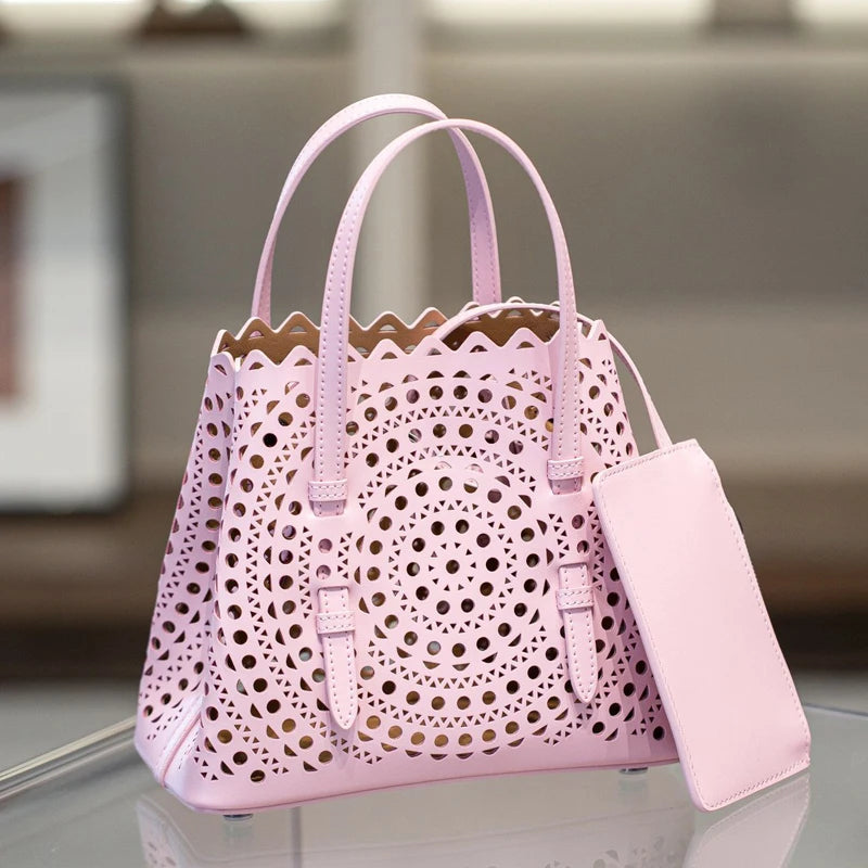 Maxy Custom Initials Genuine Leather Tote Bags For Women Luxury Designer Handbags Purses 2025 New In Cowhide Hollow Underarm Shoulder