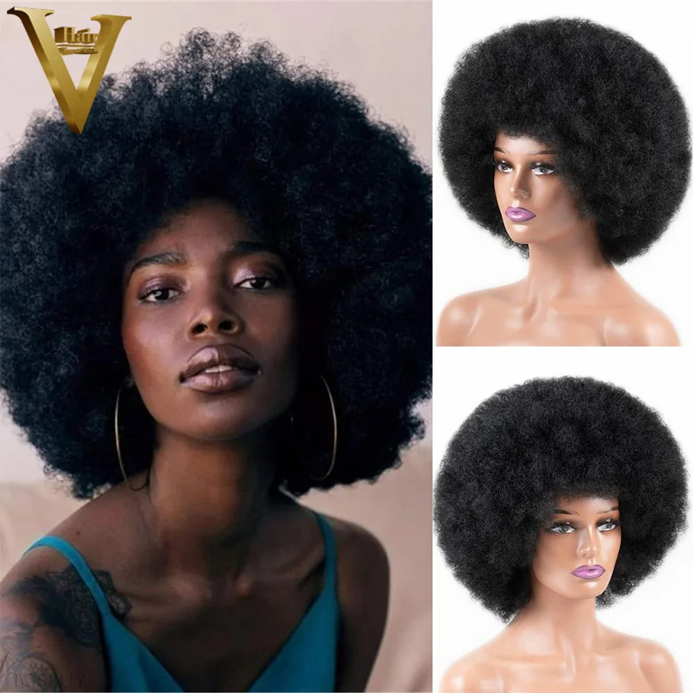 Amay Afro Kinky Curly Machine Made Wigs For Black Women Pre Plucked Remy Hair Wigs Brazilian Virgin Human Hair Full Machine Made Wig