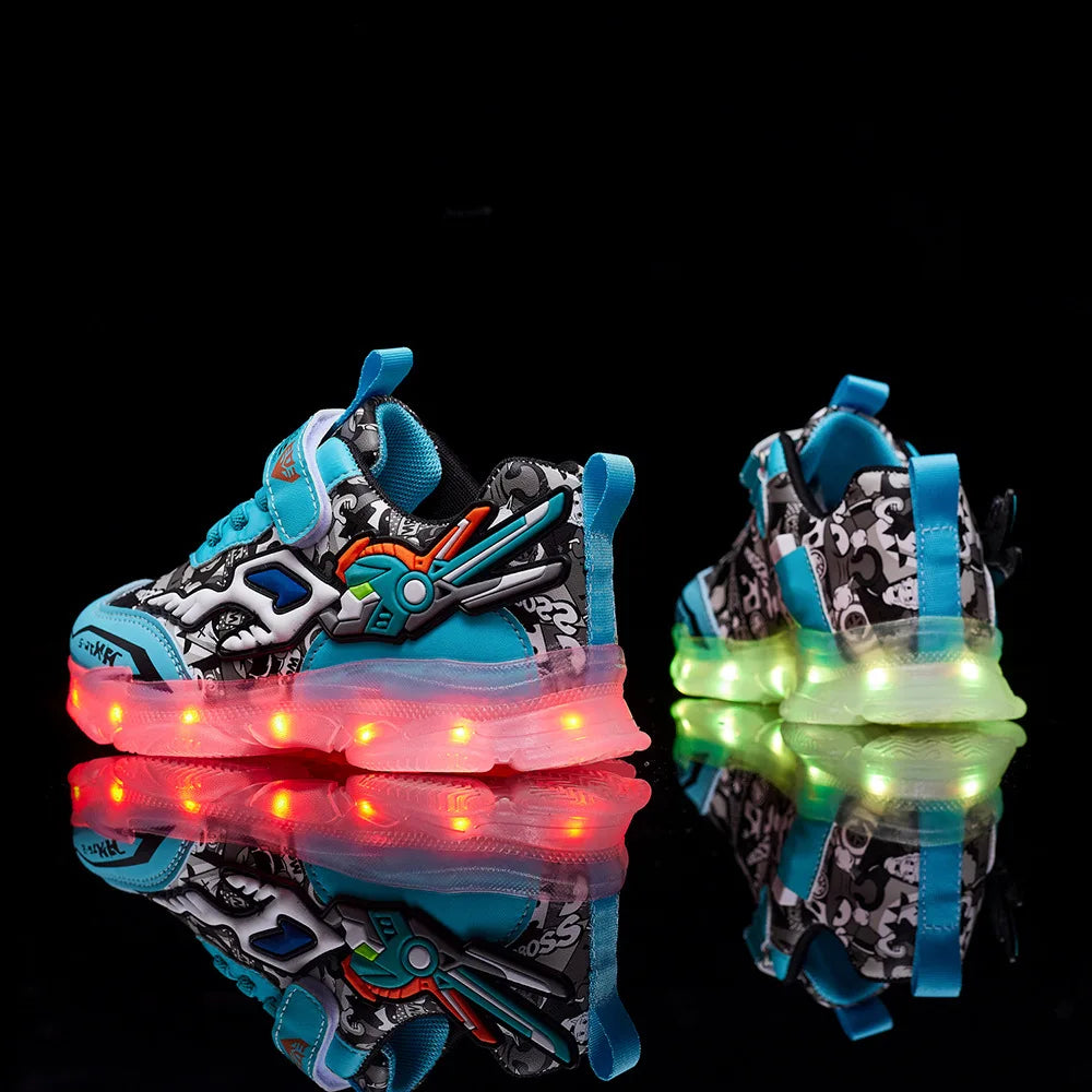 Maxy Boys & Girls Children LED Shoes Fashion Toddlers Lighted Sports Casual Little & Big Kids Sneakers USB Charger Size 22-38