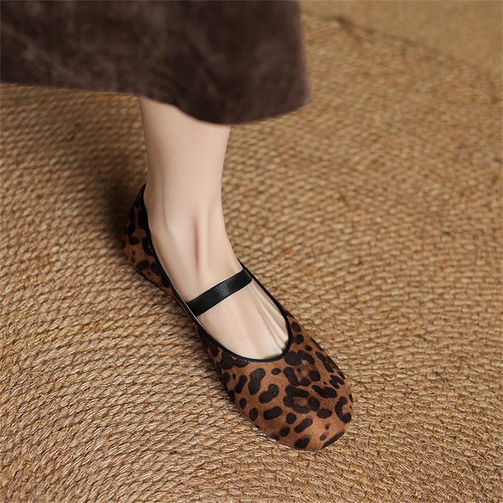 Maxy FEDONAS Shoes For Women Hand Stitch Casual Streetwear Ballet Flats Female Leopard Silver Gold Flats Shoes Loafers