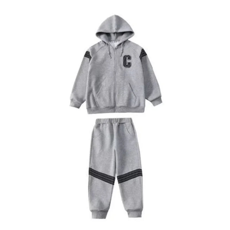 Visco Boys Coat +Pants Kids Suits 2PCS/Set Cotton Stripe Spring Autumn Cotton Jogging Suit Teenagers Children Clothing