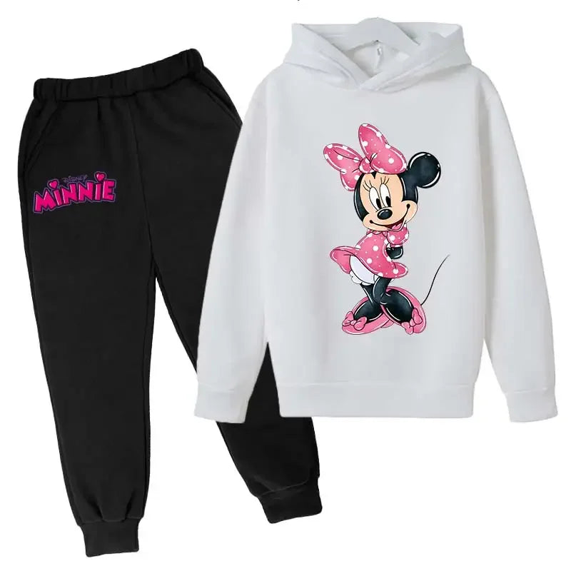 Minnie Mouse Clothes Set For Baby Girls With Autumn Winter Suit Mickey Mouse Toddler Kid Hoodies Set Infant Boy Clothing