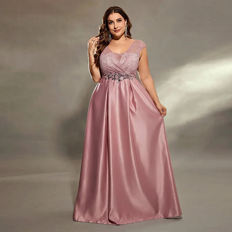 Maxy Plus Size Pink Summer Sleeveless Dress Women Elegant Ruffle Fashion Patchwork Ladies Dresses Loose Pleated Woman Long Dress