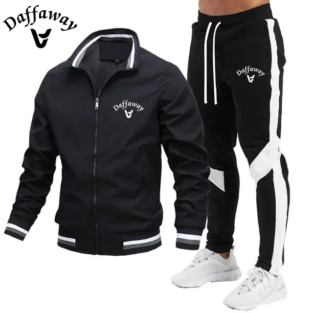 Visco New Men Tracksuits Men Sets Sweatshirt +sweatpants Tracksuit Zipper Stand Collar Sports Suit Jogging Fitness Men Clothing