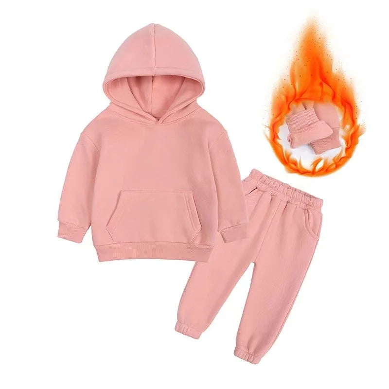 New Autumn Winter Fashion Baby Boys Girls Clothes Children Thicken Hoodies Pants 2Pcs/Set Toddler Sports Costume Kids Tracksuits