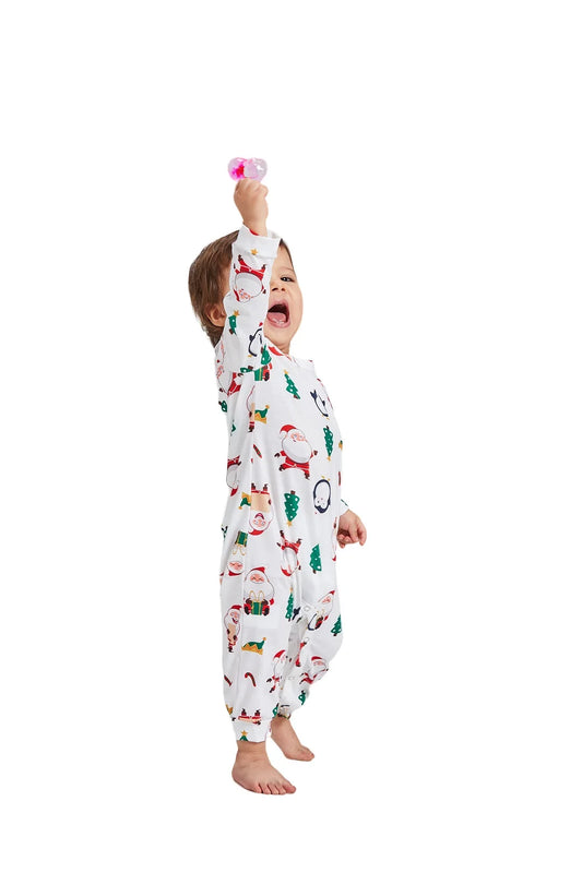 Maxy Family Matching Pajamas Set Father Mother Kid Baby Santa Claus Penguin Christmas Tree Top+Pants Family Sleepwear Pj's