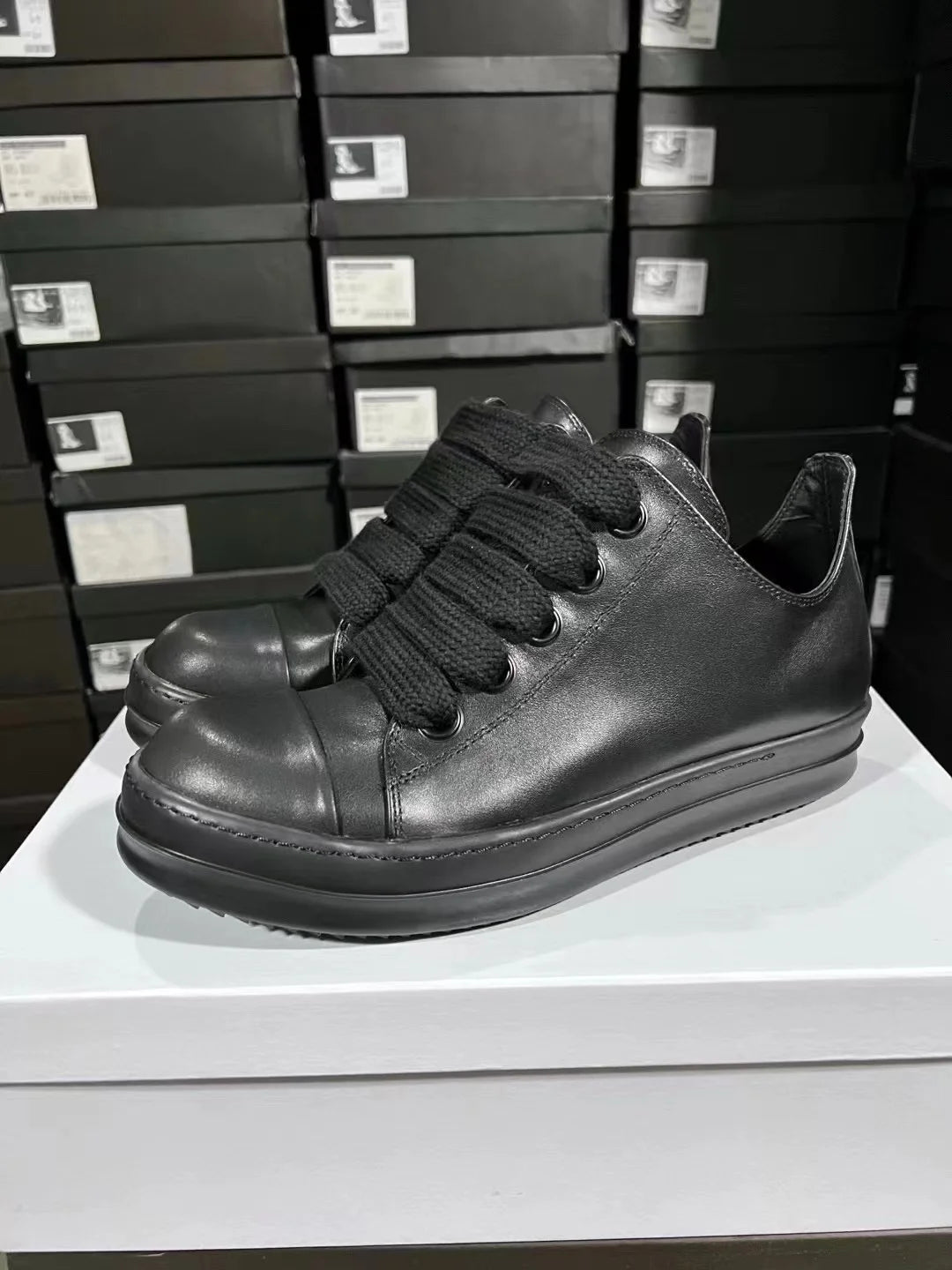 Visco Ricks Genious Fullback Leather Jumbo Lace Low Top Owens Quality Men Shoe Women Sneaker Casual Lace Up Owens Design boots & Shoes