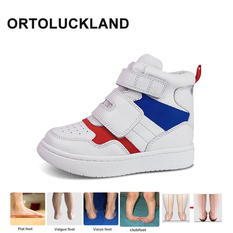 Visco Ortoluckland Children Sneakers Girls Genuine Leather Boots Toddler Spring Flatfeet Footwear Boy Kids Orthopedic Shoes