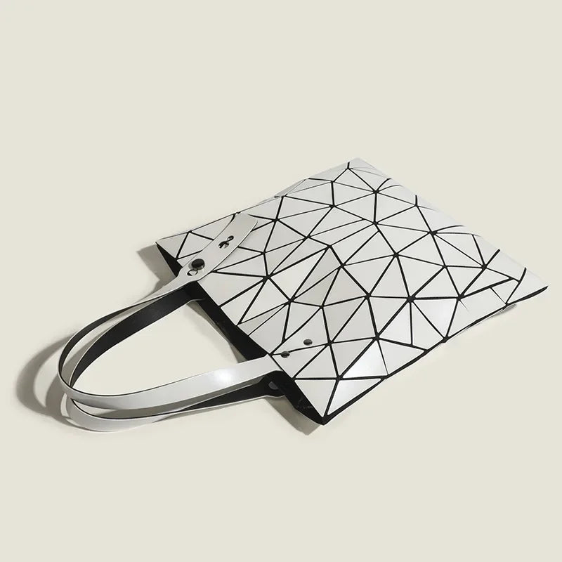 Maxy PVC Tote Bag Women Shoulder Bags Simple Geometric Large Capacity Handbag Lattice Pattern Bag Casual Tote