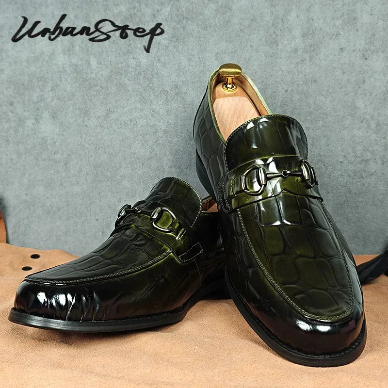 Maxy Luxury Mens Leather Shoes Genuine Leather Horsebit Loafers Moccasin Social Casual Shoes Wedding Formal Dress Driving Men Shoes