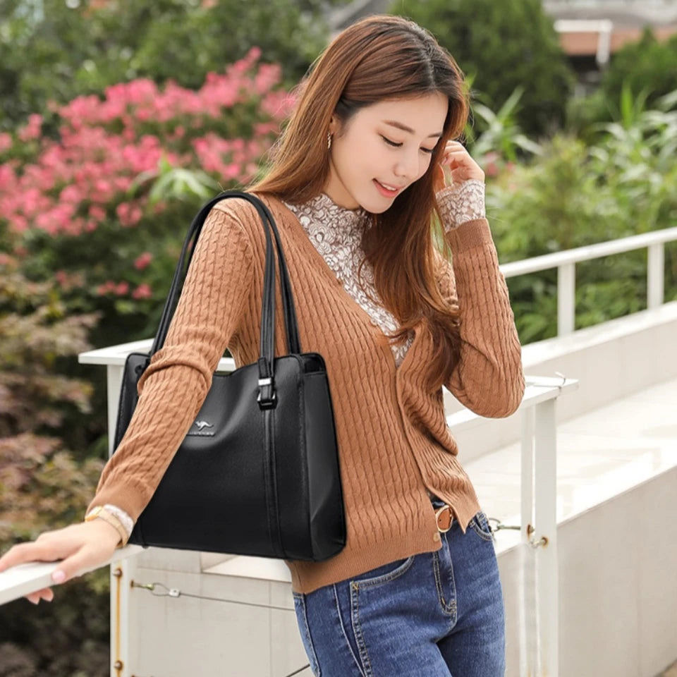 Maxy Genuine Brand High Quality Pu Leather Casual Tote Luxury Handbags Women Bags Designer Shoulder Top-handle Bags for Women Sac
