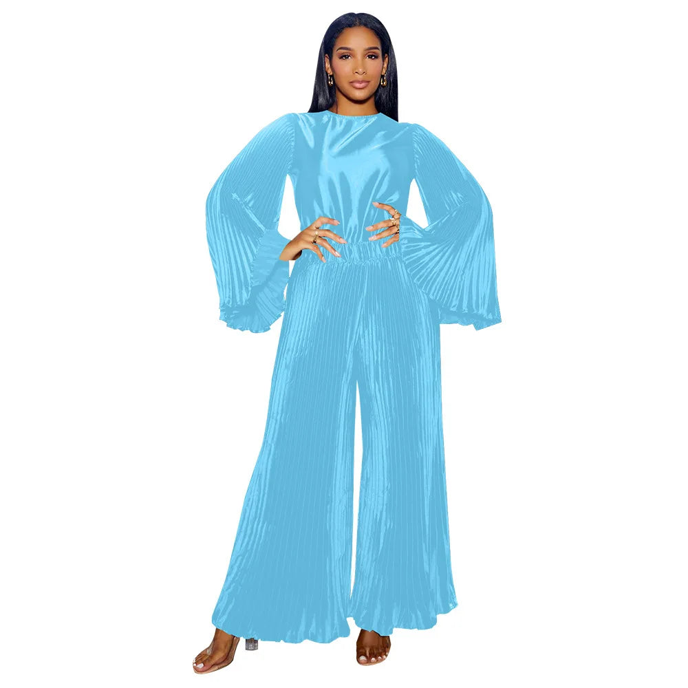 Maxy 2 Piece Pants Sets Women African Muslim New Matching Sets Solid Color Two Pieces Sets Top Pants Suits Outfits Clothing