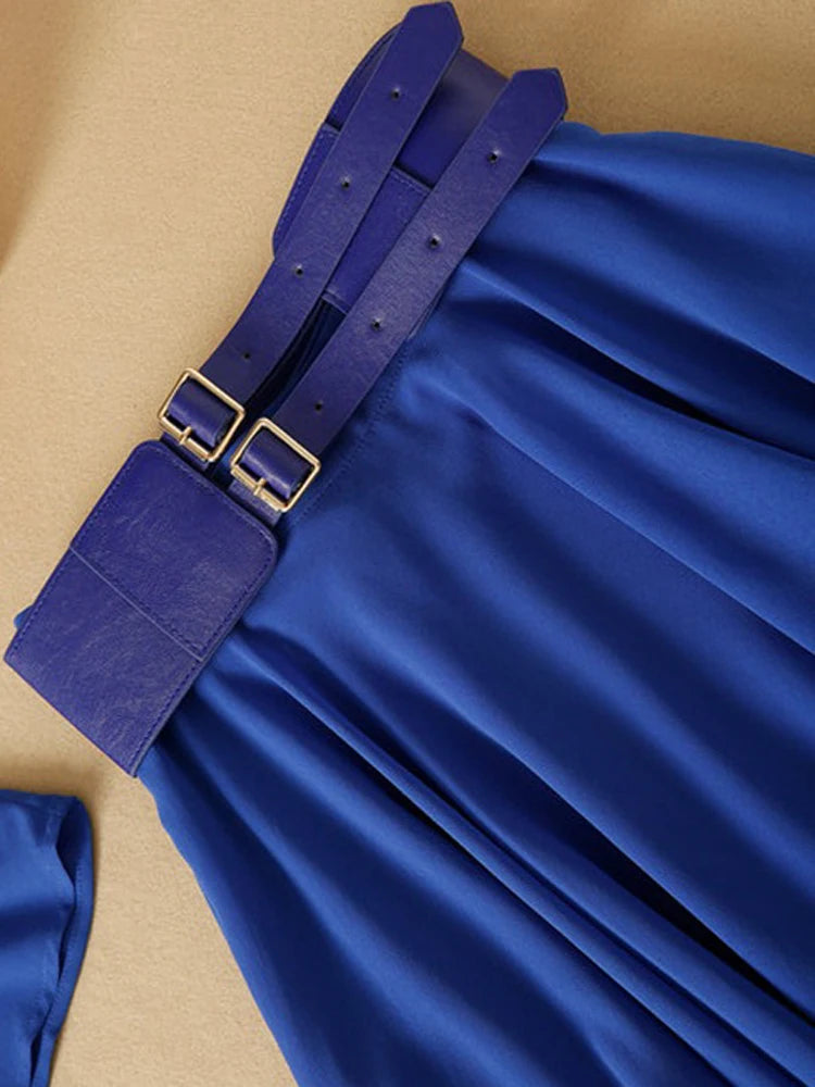 Maxy Runway Summer Long Dress Sets Conjuntos Blue 2 Piece Women Outfit Holiday Maxi Skirt Top Matching Set Suits
