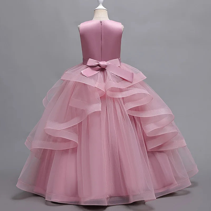 Girls 2026 Party Bridesmaid Gala Wedding Prom Dresses Communion Christening Women 5 7 9 11 14 Years Old White Pink Long Costumes