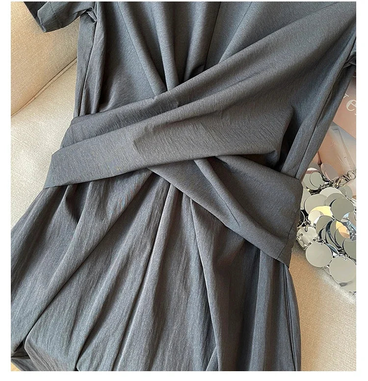 Maxy Elegant Vintage Elegant Criss-Cross Loose Evening High Street Plus Size Clothing Long dress women clothing