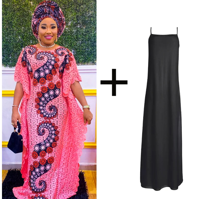 Maxy Plus Size African Lace Dresses Elegant Women Traditional Dashiki Boubou Wedding Party Hippie Gown Wears For Ladies