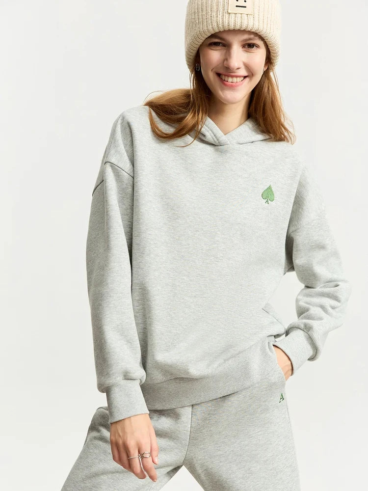 Maxy Minimalist Hoodies for Women 2024 Spring Warm Embroidery Loose Sweatshirt Casual Trousers Female Pant Separately