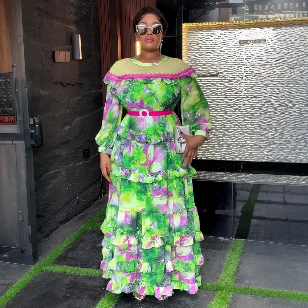 Maxy Elegant Dresses for Women Clothing Plus Size Wedding Party Evening Long Dress Dashiki Ankara Print Outfits