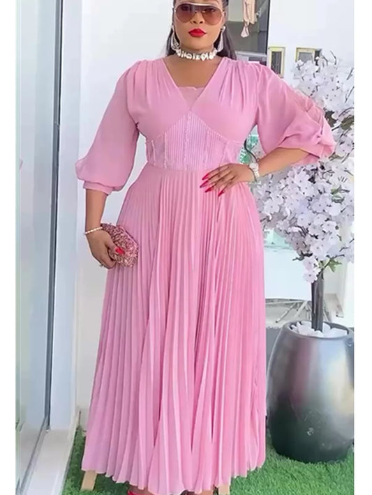 Maxy Plus Size Party Dresses for Women New Summer Fashion Chiffon Long Robe Elegant Turkey Kaftan Muslim Maxy Dress