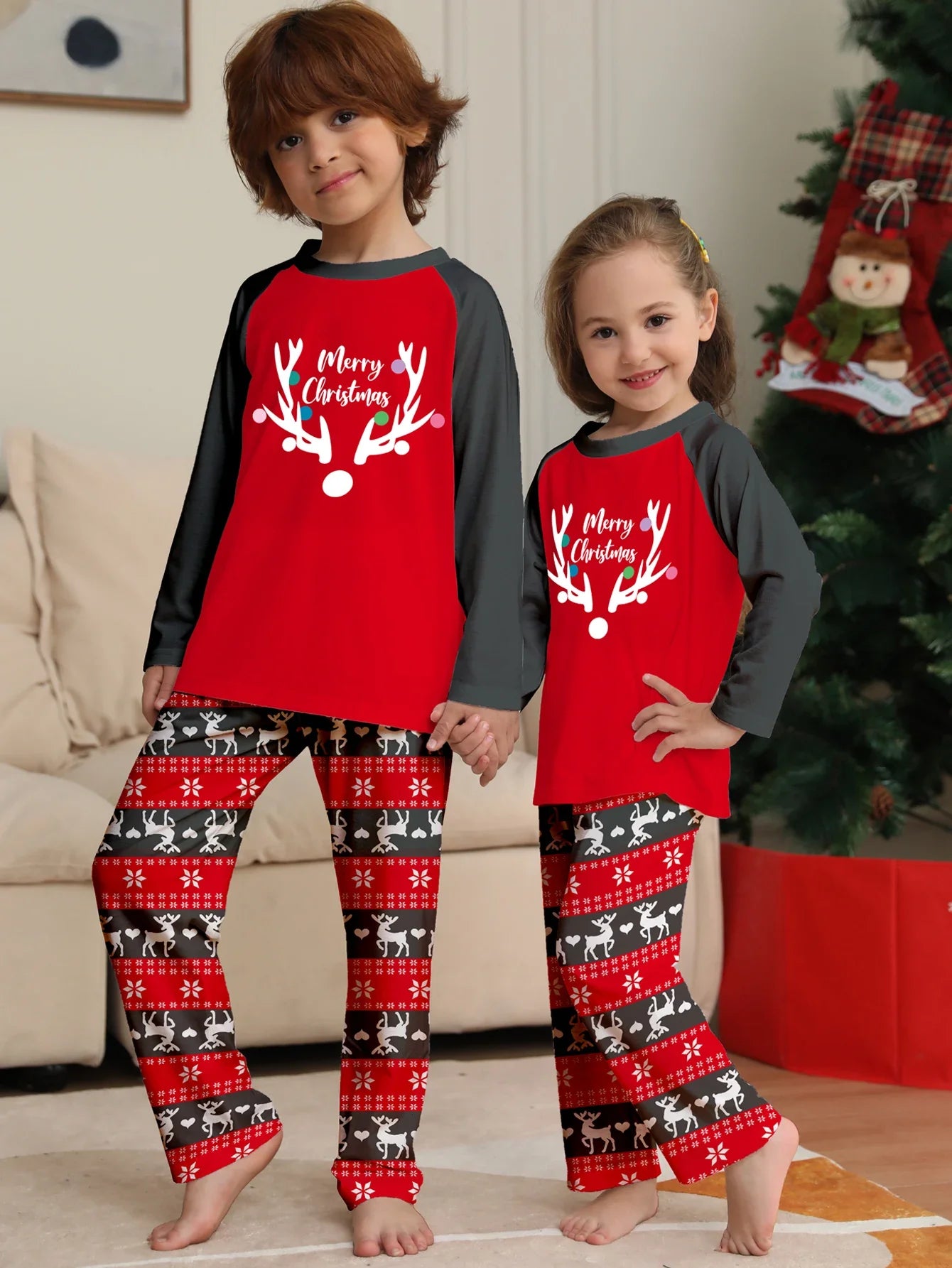 New DIY Blank on the Front Family 2023 Christmas Pajamas Set Adult Kids Baby&Dog Matching Clothes Soft Sleepwear Family Look Pjs