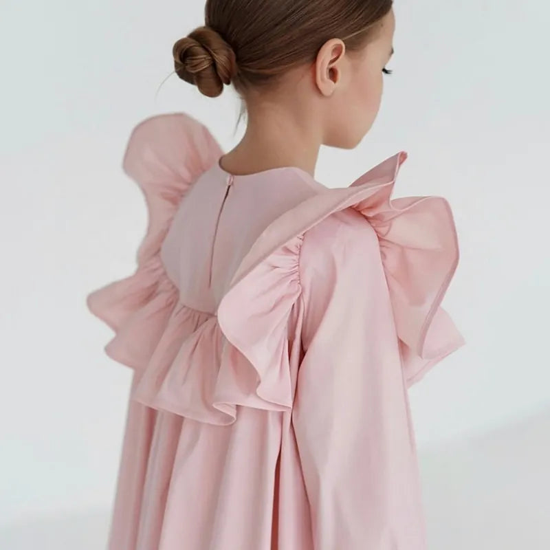 Maxy Baby Girl Cotton Princess Ruffle Dress Long Sleeve Spring Autumn Infant Toddler Girl Vestido High Quality Baby Clothes 2-10Y