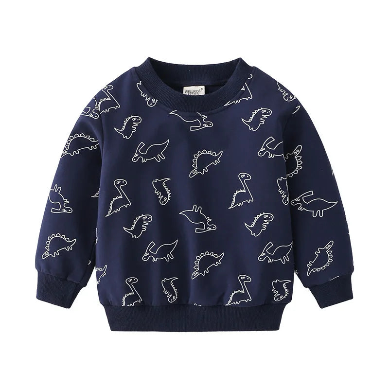 Maxy 100% Cotton sweatshirt boys girls Long sleeve print 3D dinosaur sports BABY tops spring autumn toddler clothes clothing