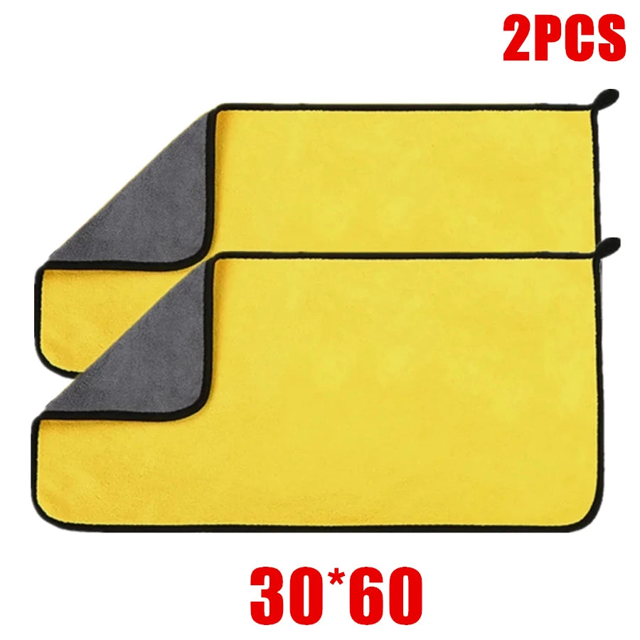 Maxy 1/2/6pcs Microfiber Cleaning Towel Thicken Soft Drying Cloth Car Body Washing Towels Double Layer Clean Rags Car Accessories