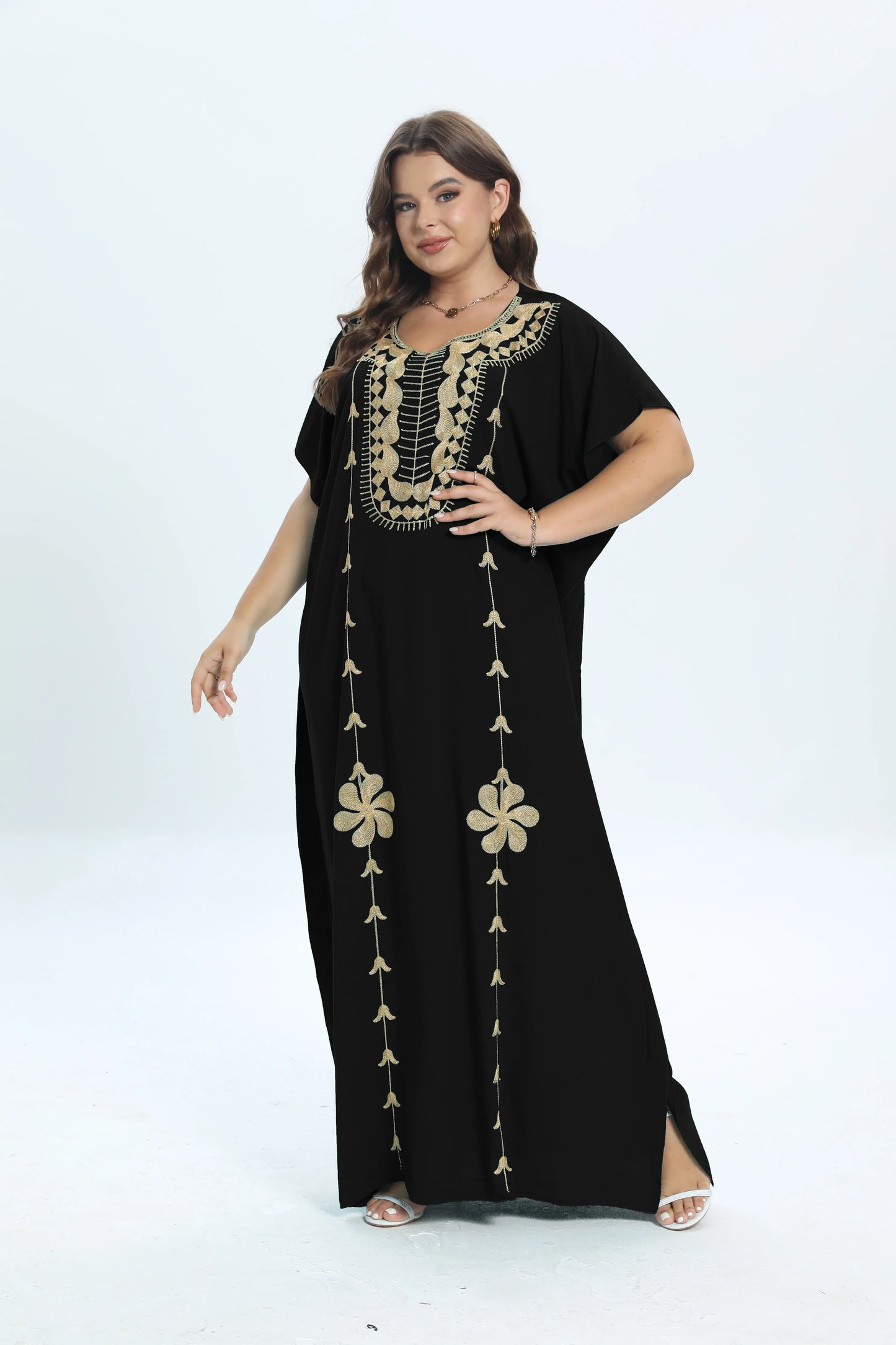 Maxy African Plus Size Dashiki Cotton Traditional Dress Abaya For Womens Moroccan Loose For Women's Kaftan Short Sleeve Cover up