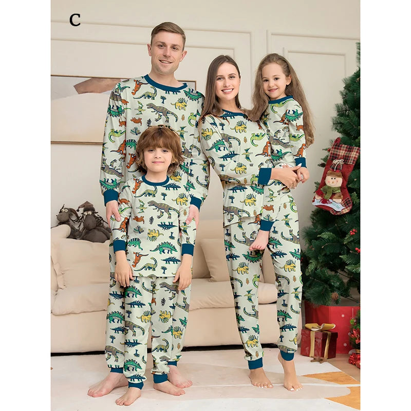 Dinosaur Family Pajama Sets Children Mom Dad Dog Pyjams Outfit Halloween Christmas Parent-child Snug Fit Romper