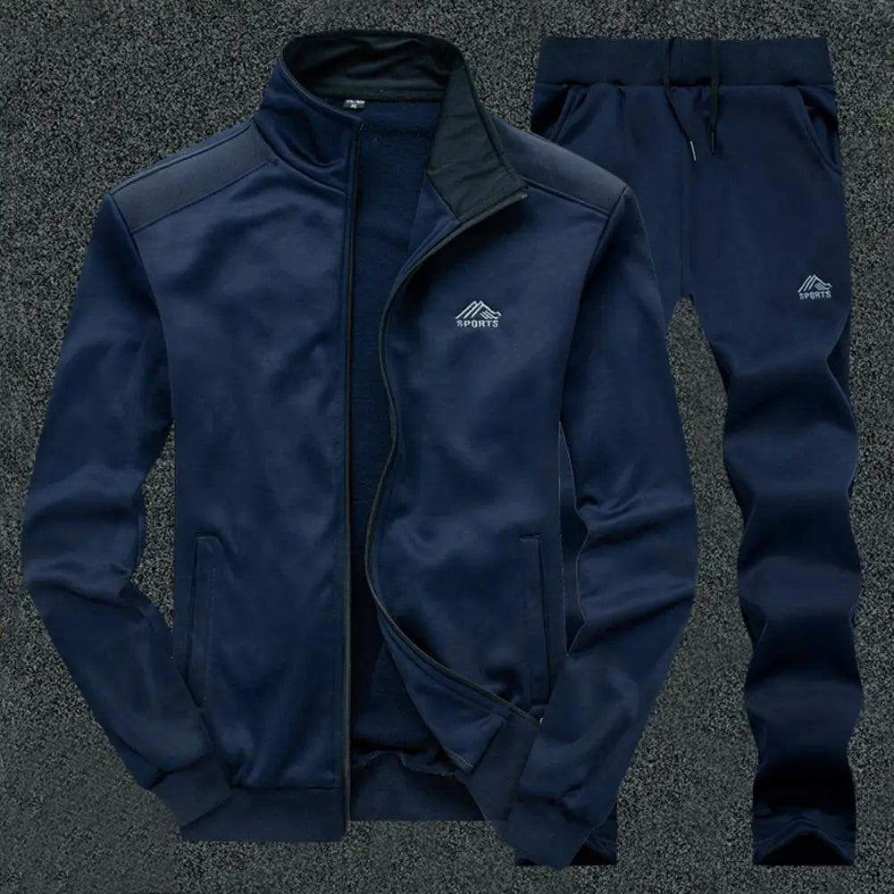 Visco New Men Tracksuit Casual Sets Spring Autumn Men Sportswear Running Sports Suit Jacket+Pant Two Piece Jogger Outfit Set Clothing