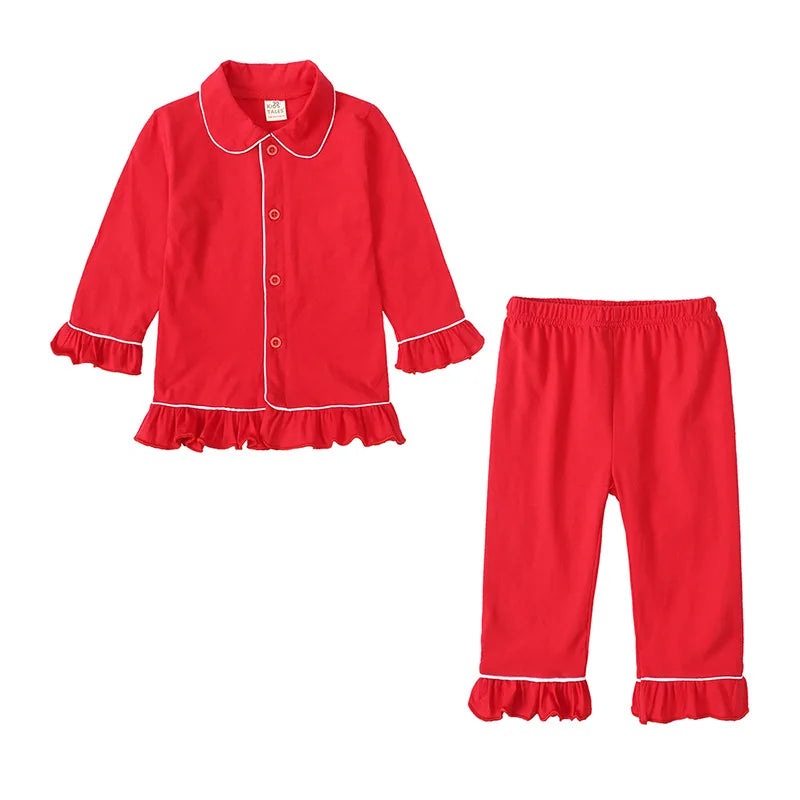 Maxy New Matching Girls and Boys Christmas Pyjamas Red Cotton Pajamas Sets for Kids Baby Enfent Sleepwear Family Childrens PJS