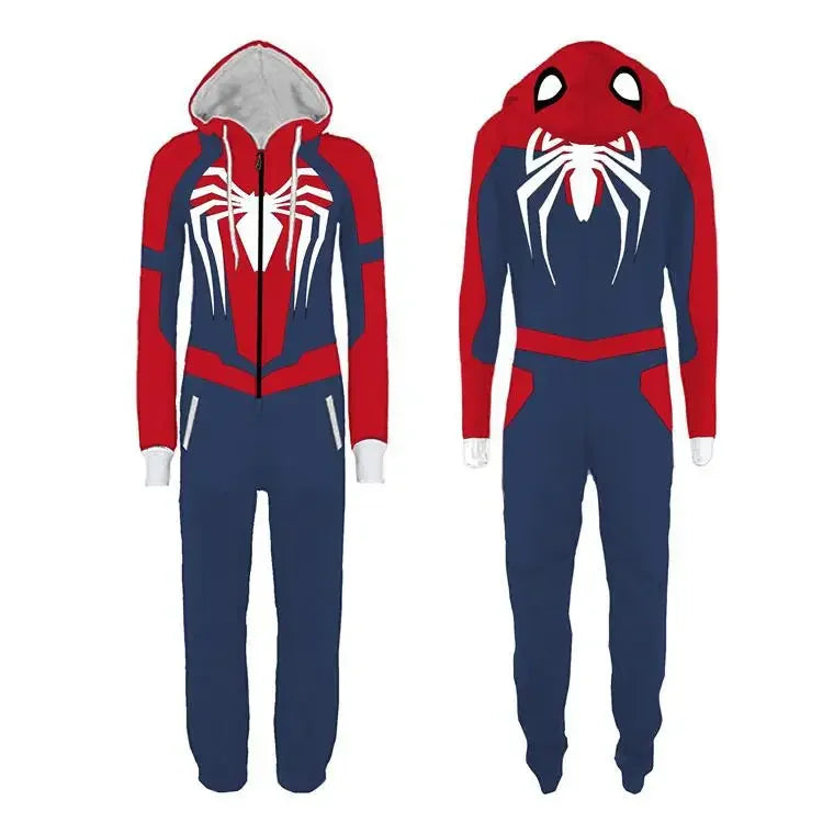 Visco Spiderman Deadpool Jumpsuit Pajamas Cosplay Costume Men Women Superheo Onesie Pyjama Halloween Christmas Party Cartoon Sleepwear