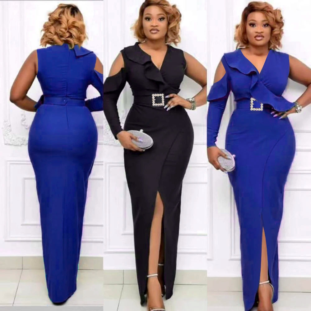 Maxy Elegant Dresses for Women Sleeveless V-Neck Bodycon Wedding Party Dress Fashion Sexy Long Maxy Plus Size Turkey Outfits